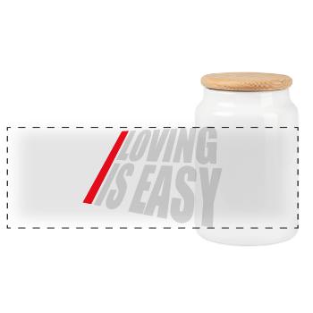 Loving Is Easy Inspirierend Romantisch Spruch Logo - Panorama Keksdose mit Holzdeckel - Weiß - Vorne
