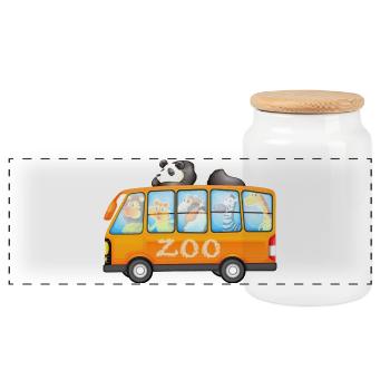 Zoo Bus Mit Süßen Tieren Illustration - Panorama Keksdose mit Holzdeckel - Weiß - Vorne