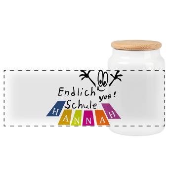 endlich Schule Hannah - Panorama Keksdose mit Holzdeckel - Weiß - Vorne