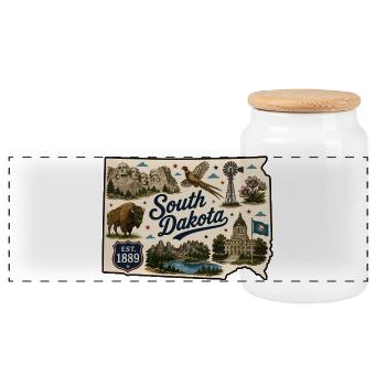 South Dakota Mount Rushmore Vintage-Aufkleber - Panorama Keksdose mit Holzdeckel - Weiß - Vorne