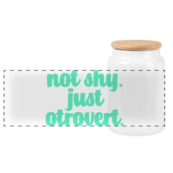 Not shy otrovert - Panoramic Cookie Jar with Wooden Lid - white - Front