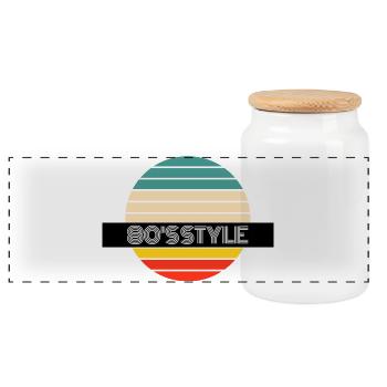 80s Style Retro Vintage Farben Geschenk - Panorama Keksdose mit Holzdeckel - Weiß - Vorne