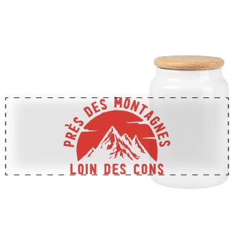 Montagnes au Crépuscule Rouge - Boîte à biscuits avec couvercle en bois - blanc - Devant