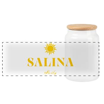 Emblème solaire de Salina en Sicile - Boîte à biscuits avec couvercle en bois - blanc - Devant