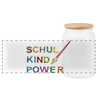 Schoolchild Power - Panoramic Cookie Jar with Wooden Lid - white - Front