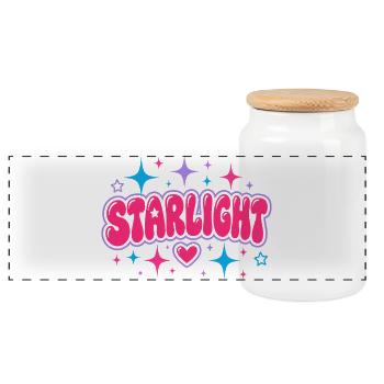 STARLIGHT Y2K Bubble Lettering - Retro 2000s Art - Panoramic Cookie Jar with Wooden Lid - white - Front