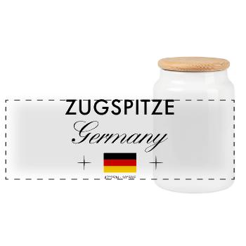 Zugspitze Deutschland Koordinaten Reise Souvenir - Panorama Keksdose mit Holzdeckel - Weiß - Vorne