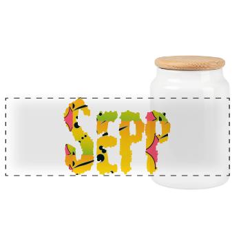 Sepp First Name - Panoramic Cookie Jar with Wooden Lid - white - Front