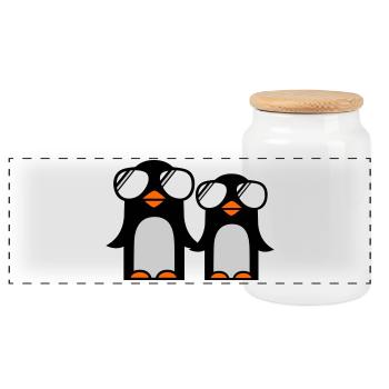 funky pinguine - Panorama Keksdose mit Holzdeckel - Weiß - Vorne