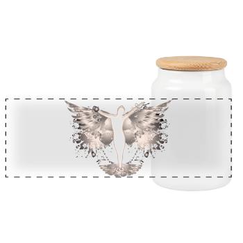 Angel - Panoramic Cookie Jar with Wooden Lid - white - Front