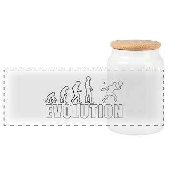 Evolution Padel Professional History Gift - Panoramic Cookie Jar with Wooden Lid - white - Front