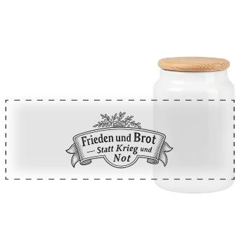 Paix et pain au lieu de guerre et de difficultés - Boîte à biscuits avec couvercle en bois - blanc - Devant