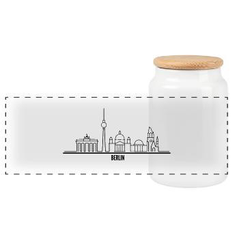 City Lines - Berlin - Panorama Keksdose mit Holzdeckel - Weiß - Vorne