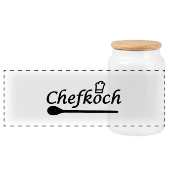 Chef - Panoramic Cookie Jar with Wooden Lid - white - Front