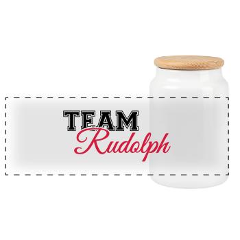 Team Rudolph - Panorama Keksdose mit Holzdeckel - Weiß - Vorne