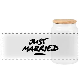 just married 1C - Panorama Keksdose mit Holzdeckel - Weiß - Vorne