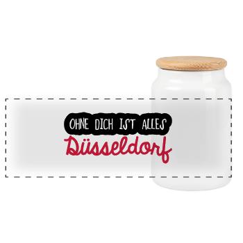 Ohne dich Düsseldorf - Panorama Keksdose mit Holzdeckel - Weiß - Vorne
