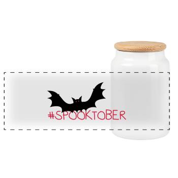 #spooktober / Halloween - Panorama Keksdose mit Holzdeckel - Weiß - Vorne