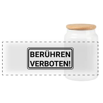 berühren verboten 1 - Panorama Keksdose mit Holzdeckel - Weiß - Vorne