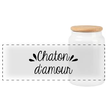 Chaton d'amour - Boîte à biscuits avec couvercle en bois - blanc - Devant