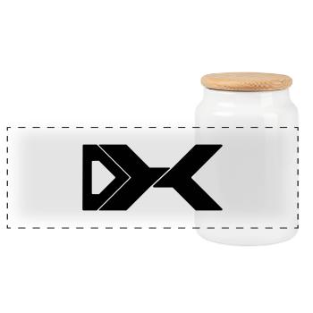 Duxier Logo - Panorama Keksdose mit Holzdeckel - Weiß - Vorne