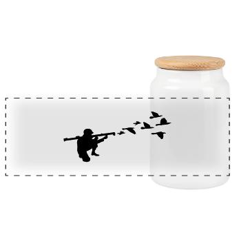 free-flying birds bazooka soldier - Panoramic Cookie Jar with Wooden Lid - white - Front
