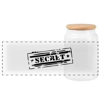 marquage_secret - Panoramic Cookie Jar with Wooden Lid - white - Front