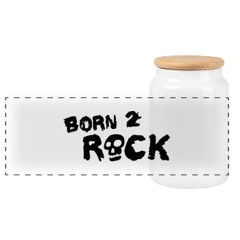 born_2_rock_1c - Panorama Keksdose mit Holzdeckel - Weiß - Vorne