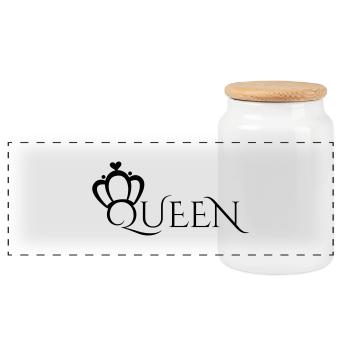 QUEEN AND KING PARTNERLOOK - Panorama Keksdose mit Holzdeckel - Weiß - Vorne