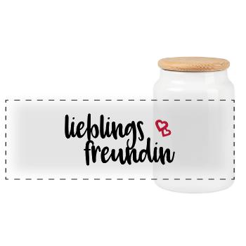 Lieblingsfreundin - Panorama Keksdose mit Holzdeckel - Weiß - Vorne