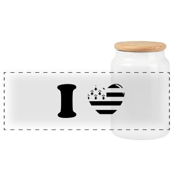 I love bretagne - Boîte à biscuits avec couvercle en bois - blanc - Devant