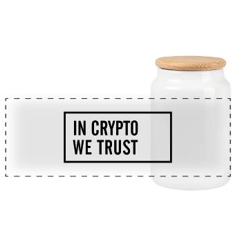 IN CRYPTO WE TRUST - Panorama Keksdose mit Holzdeckel - Weiß - Vorne