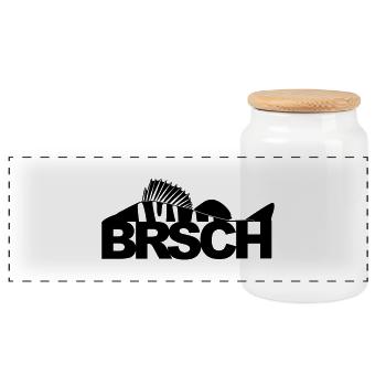 BRSCH - für Barschangler - Panorama Keksdose mit Holzdeckel - Weiß - Vorne