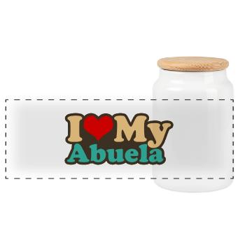 i love my abuela - Panoramic Cookie Jar with Wooden Lid - white - Front