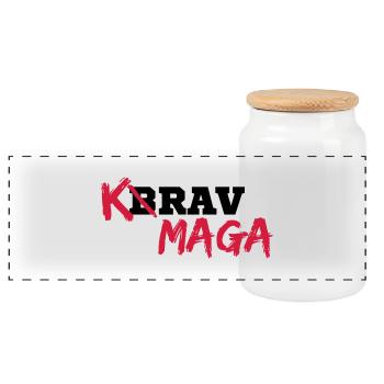 Krav Maga - Panorama Keksdose mit Holzdeckel - Weiß - Vorne