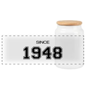 birthday gift 1948 - Panoramic Cookie Jar with Wooden Lid - white - Front