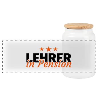 Lehrer Pension Ruhestand Rente Geschenk - Panorama Keksdose mit Holzdeckel - Weiß - Vorne