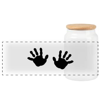 Bébé mains - Boîte à biscuits avec couvercle en bois - blanc - Devant