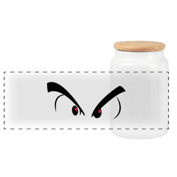 bad eyes - Panoramic Cookie Jar with Wooden Lid - white - Front