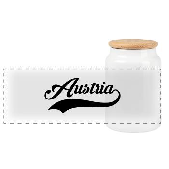 Austria - Panorama Keksdose mit Holzdeckel - Weiß - Vorne