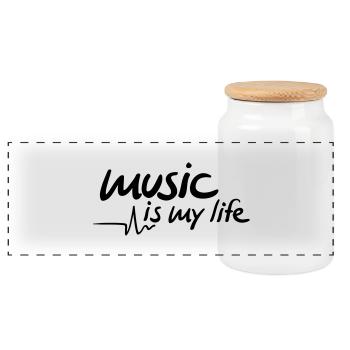 musik_is_my_life_f1 - Boîte à biscuits avec couvercle en bois - blanc - Devant