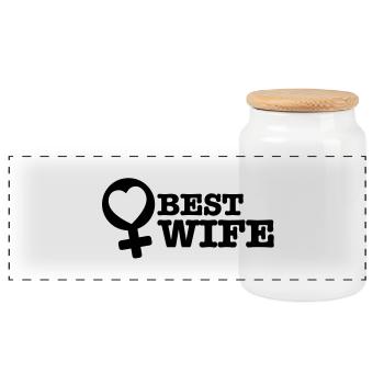 best_wife_f1 - Boîte à biscuits avec couvercle en bois - blanc - Devant