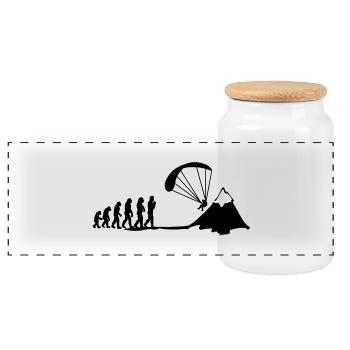 paragliding evolution - Panorama Keksdose mit Holzdeckel - Weiß - Vorne