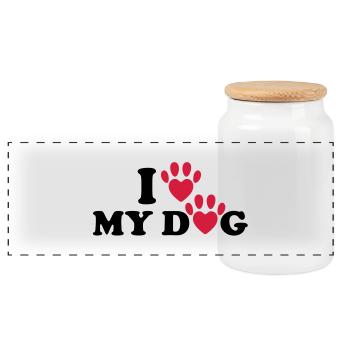 i_love_mz_dog_f2 - Panoramic Cookie Jar with Wooden Lid - white - Front