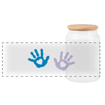 Bébé mains - Boîte à biscuits avec couvercle en bois - blanc - Devant