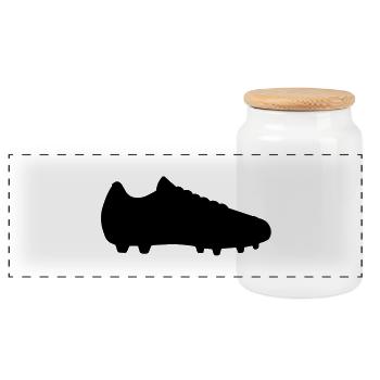 Soccer shoe - Panoramic Cookie Jar with Wooden Lid - white - Front