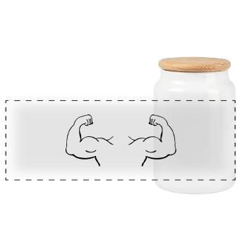 muscles_3_m1 - Boîte à biscuits avec couvercle en bois - blanc - Devant