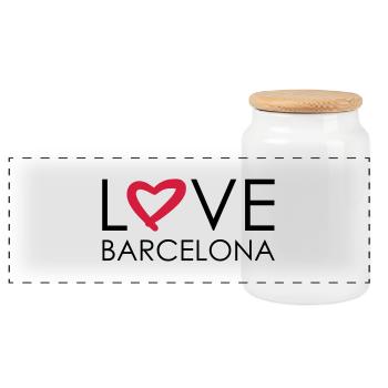 love barcelona - Panoramic Cookie Jar with Wooden Lid - white - Front