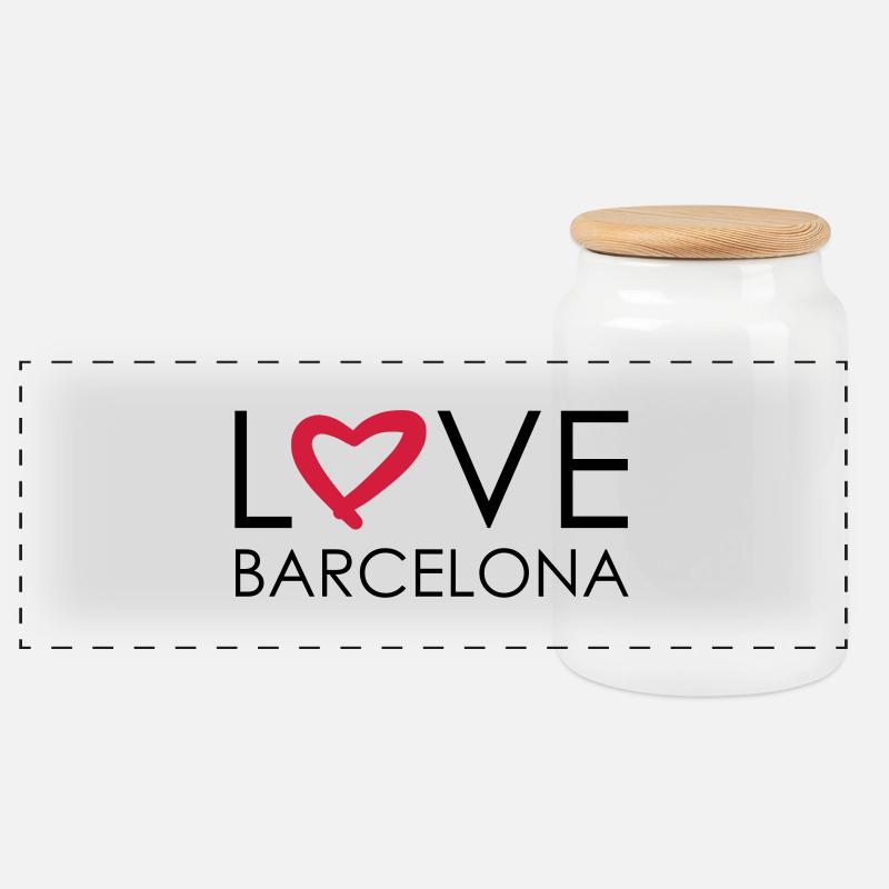 love barcelona - Panorama Keksdose mit Holzdeckel - Weiß