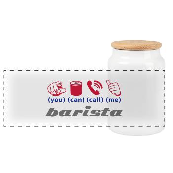 you can call me barista - Panorama Keksdose mit Holzdeckel - Weiß - Vorne